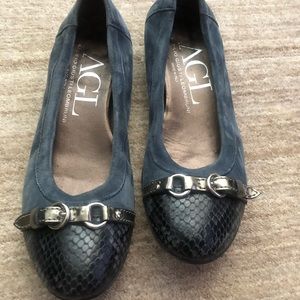 AGL Blue Suede Ballet Flats